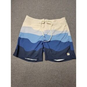 Marine Layer Board Shorts Mens 34 Blue Wave Stripe Swim Trunks Beach Surf 2023